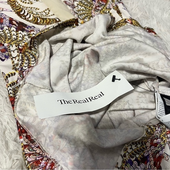 Roberto Cavalli Just Cavalli Printed Long Sleeve Mesh Dress Shoulder Slits US 2 - Picture 14 of 16